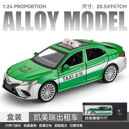 合金車模1:24 Camry 計程車帶聲光回力玩具車音樂模型擺件藏品
