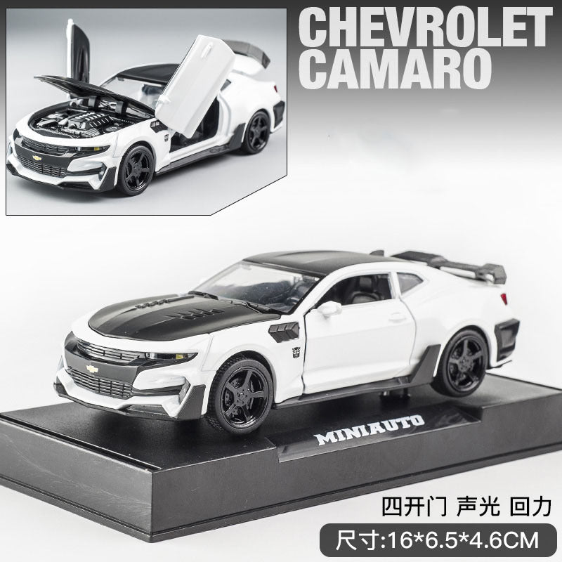 1:32 Camaro 合金跑車模型聲光回力男孩玩具汽車大黃蜂模型擺