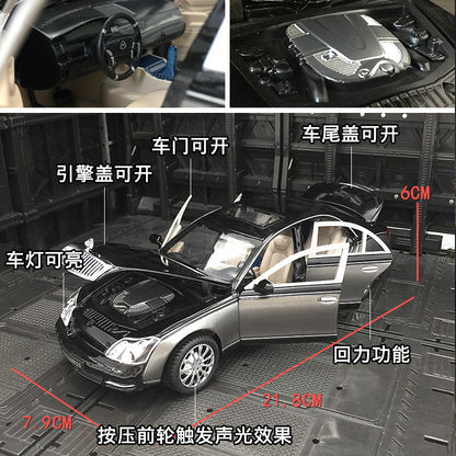 合金車模1:24 Maybach 62S商務轎車帶聲光回力男玩具汽車模型擺件