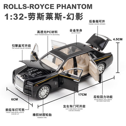 合金車模1:32 Rolls-Royce 幻影帶聲光回力玩具汽車音樂模型擺件