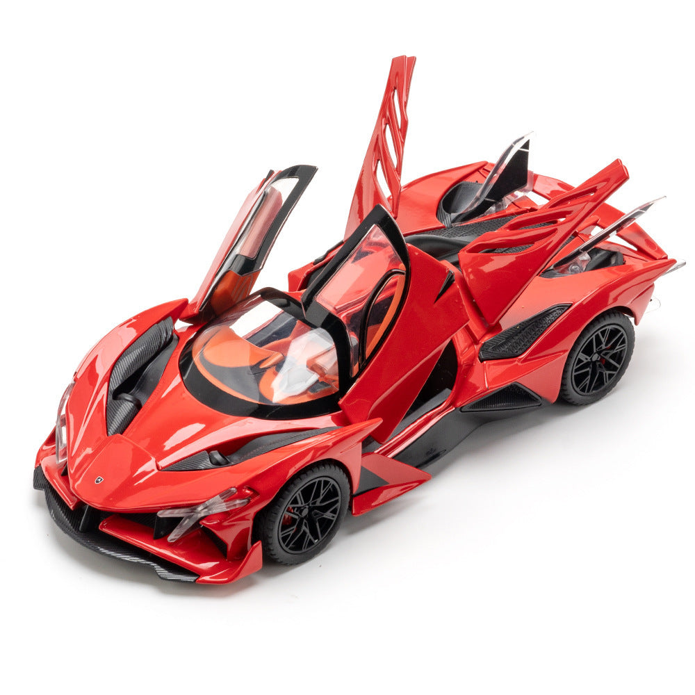 合金汽車模型 1:24 Apollo 太陽神跑車噴霧回力玩具汽車音樂模型裝飾品