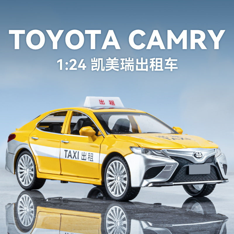 合金車模1:24 Camry 計程車帶聲光回力玩具車音樂模型擺件藏品