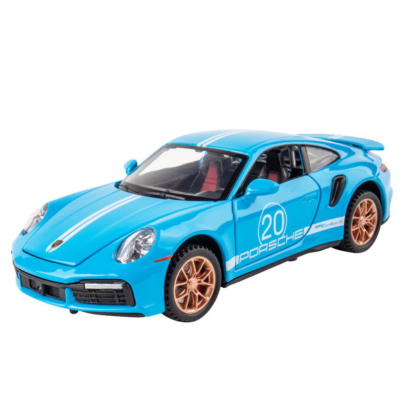 合金車模1:32 Porsche 911 Turbo S特製版回力玩具車音樂模型擺件