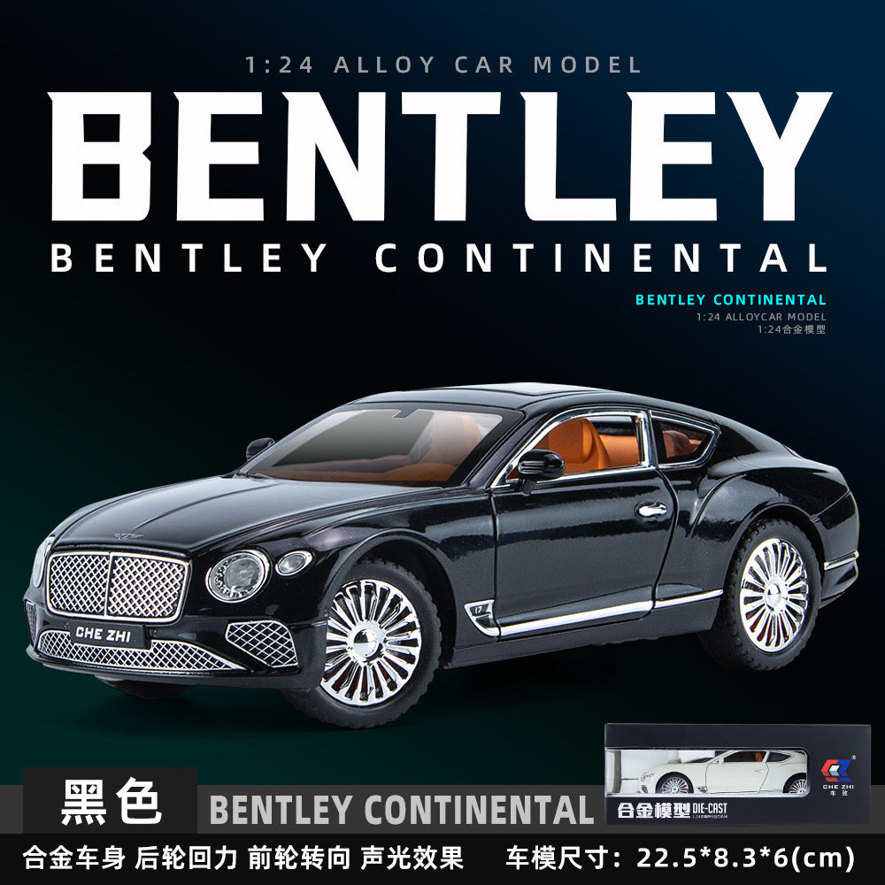 合金車模1:24 Continental GT跑車聲光回力兒童玩具車音樂模型擺件收藏