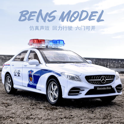 合金車模1:32 Daben C260警車發聲燈光回力玩具汽車音樂模型擺件