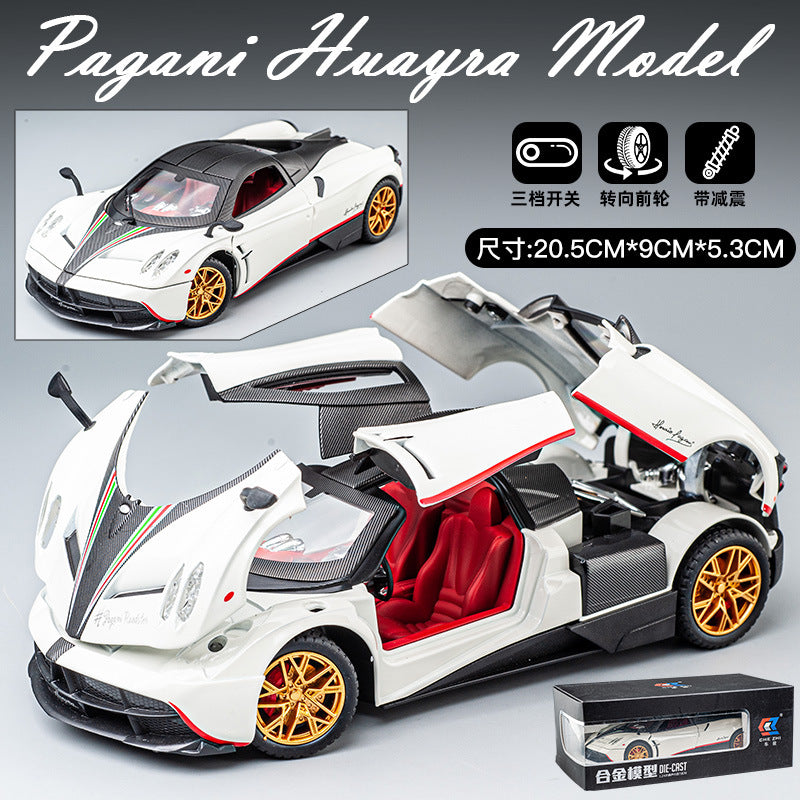 合金車模1:24 Pagani 帕加尼中國龍跑車回力聲光汽車玩具模型擺件