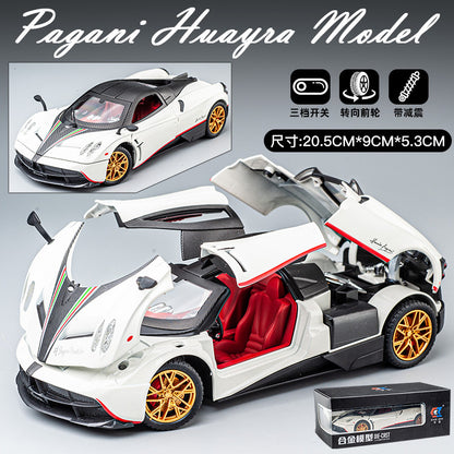 合金車模1:24 Pagani 帕加尼中國龍跑車回力聲光汽車玩具模型擺件