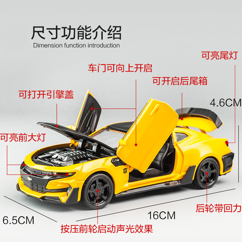 1:32 Camaro 合金跑車模型聲光回力男孩玩具汽車大黃蜂模型擺