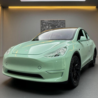 合金車模1:24 Tesla MODELY聲光回力玩具汽車音樂模型擺件代發