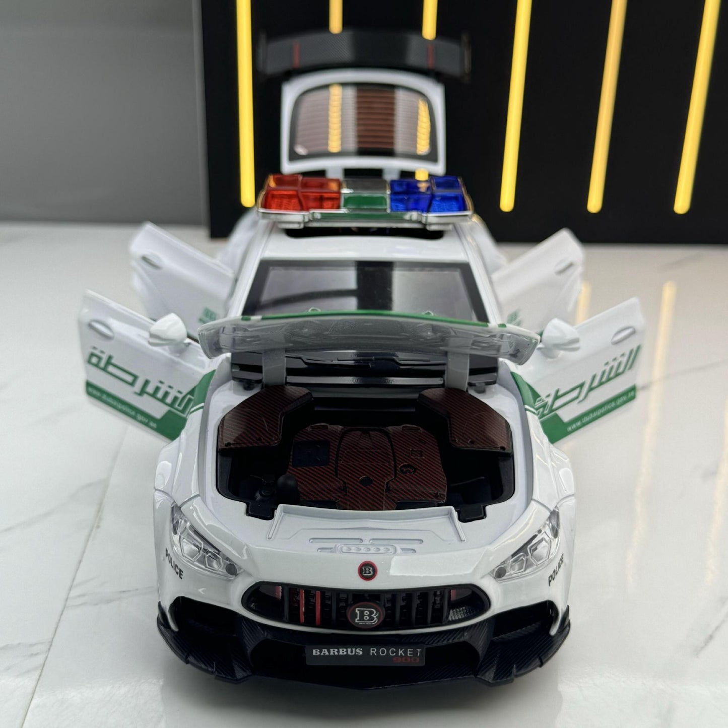 合金車模1:24 Babos 中東版警車帶聲光玩具車音樂模型擺件代發