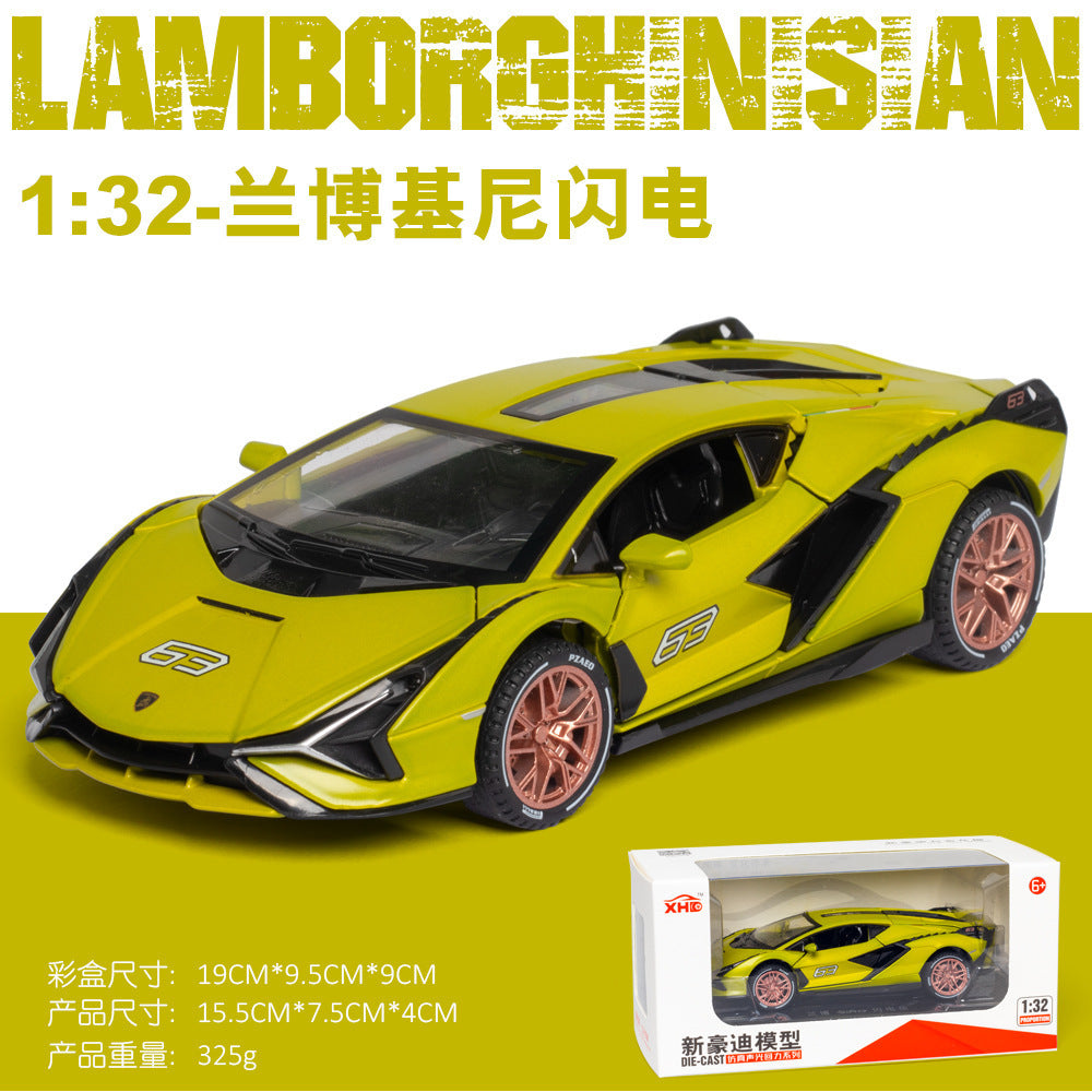 合金車模1：32 Rambo 閃電賽道跑車聲光回力玩具車音樂模型擺件