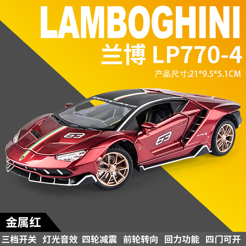 1：24 Rambo LP770 跑車合金車模聲光回力男玩具汽車模型擺件收藏