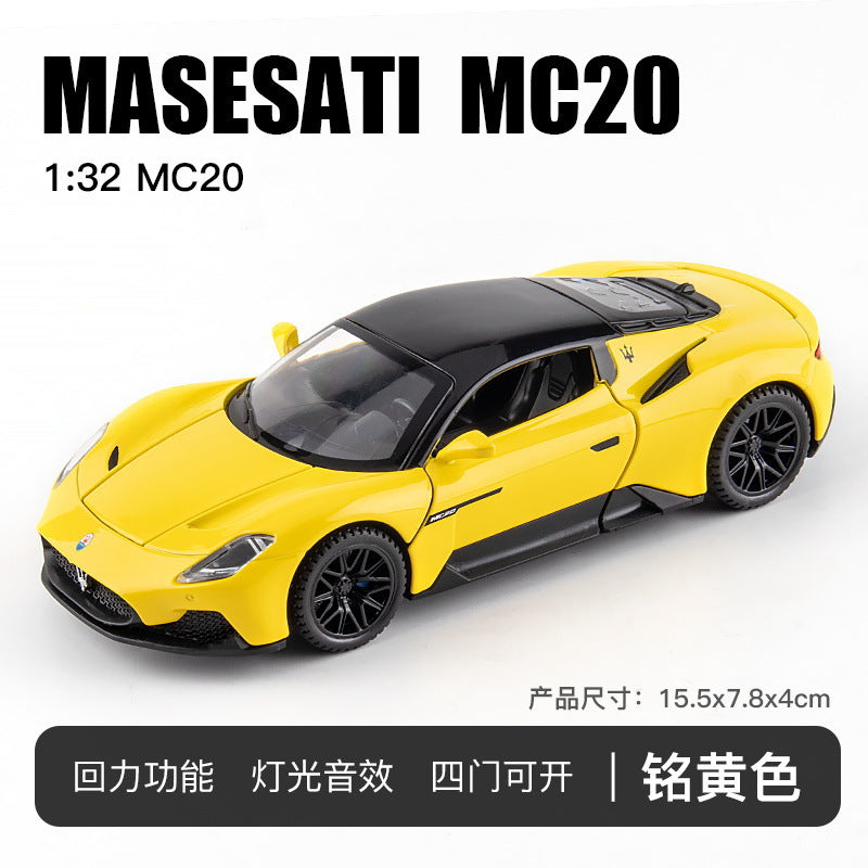 金車模1：32 Maserati MC20跑車回力帶聲光玩具電池車音樂模型擺件