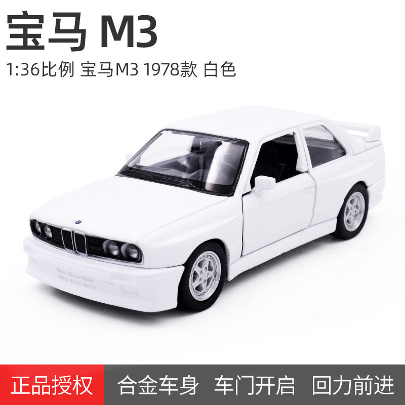 合金車模1：36 Bmw M31987復古跑車無聲光玩具車回力模型擺件