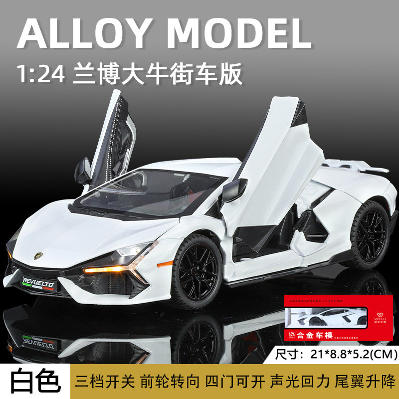 合金汽車模型1：24 Rambo 新公牛跑車聲光回拉玩具汽車聲音模型飾品代為交貨