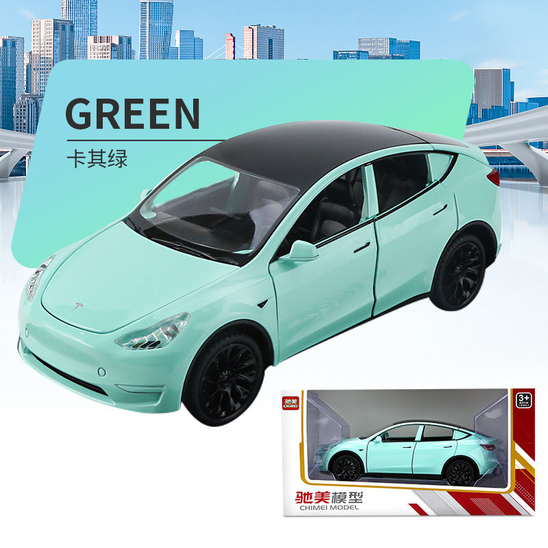 合金車模1：24 Tesla MODELY聲光回力玩具汽車音樂模型擺件代發