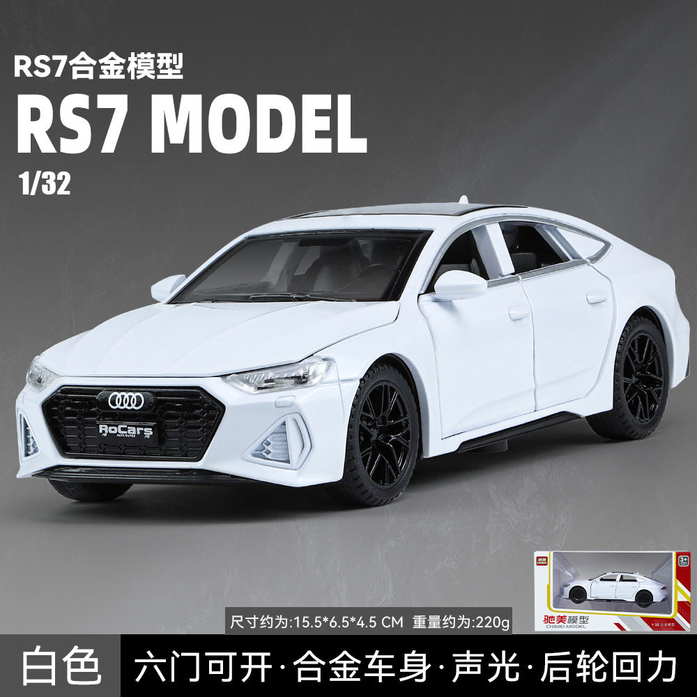 合金車模1比32 Audi RS7跑車帶聲光回力玩具車音樂模型擺件藏品