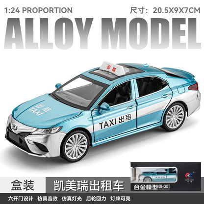 合金車模1：24 Camry 計程車帶聲光回力玩具車音樂模型擺件藏品