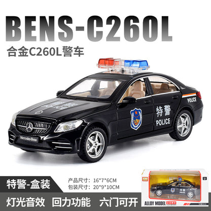 合金車模1：32 Daben C260警車發聲燈光回力玩具汽車音樂模型擺件