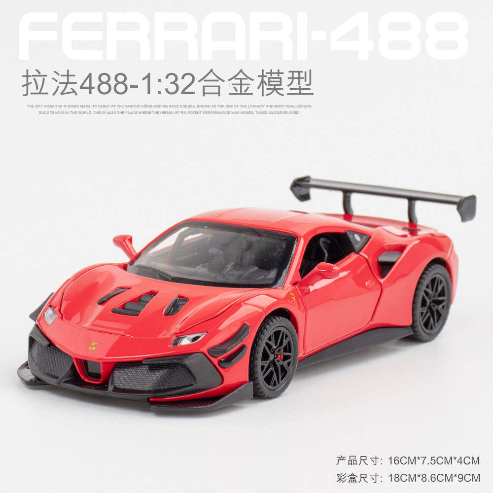 合金車模1比32 Rafa 488跑車帶聲音回力玩具車音樂模型擺件收藏