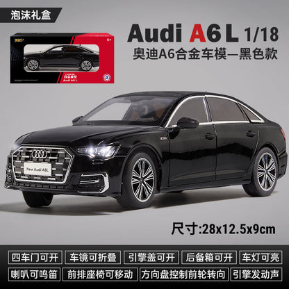 合金車模1比18 Audi A6L轎車帶聲光滑行玩具汽車音效模型代發