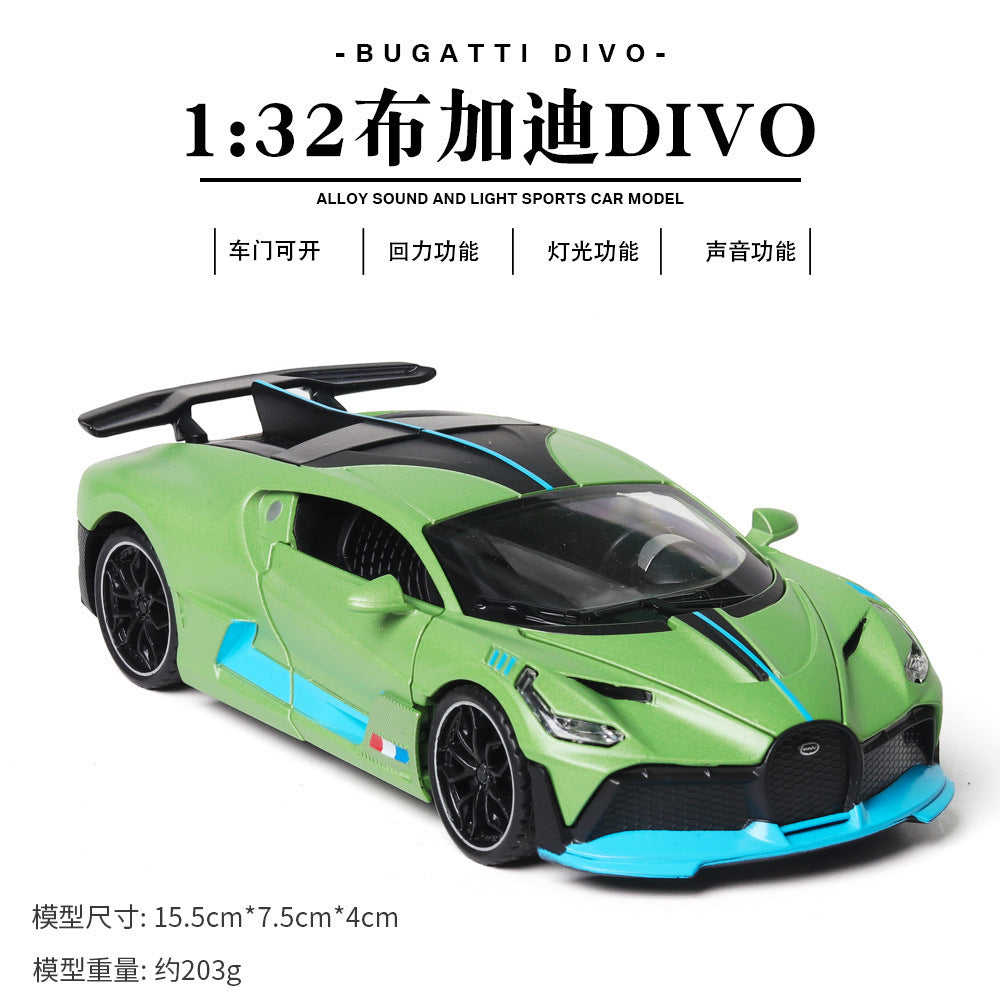 合金車模1：32 Bugatti divo聲光回力玩具跑車音樂模型擺件