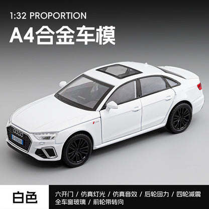 合金车模1:32 Audi A4汽车声光回力玩具车音效模型摆件代发批发