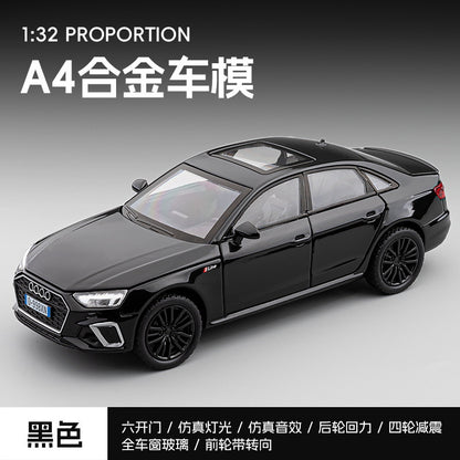 合金车模1:32 Audi A4汽车声光回力玩具车音效模型摆件代发批发