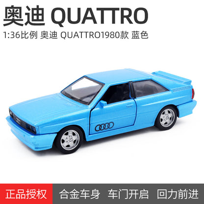 合金車模1：36 Audi 1980復古老爺車無聲光玩具車回力模型擺件