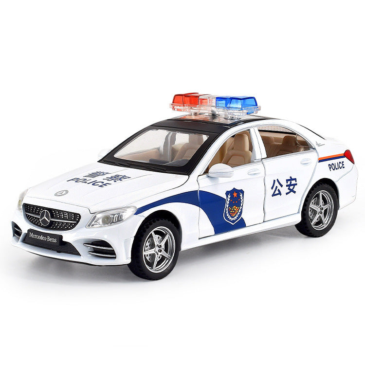 合金車模1：32 Daben C260警車發聲燈光回力玩具汽車音樂模型擺件