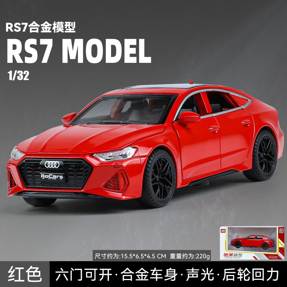 合金車模1比32 Audi RS7跑車帶聲光回力玩具車音樂模型擺件藏品