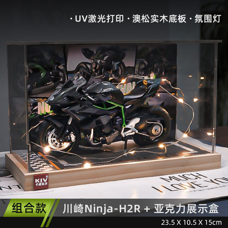 kawasaki ninja-川崎H2r摩托車模型兒童玩具仿真合金機車送男生生日禮物手 辦 擺件