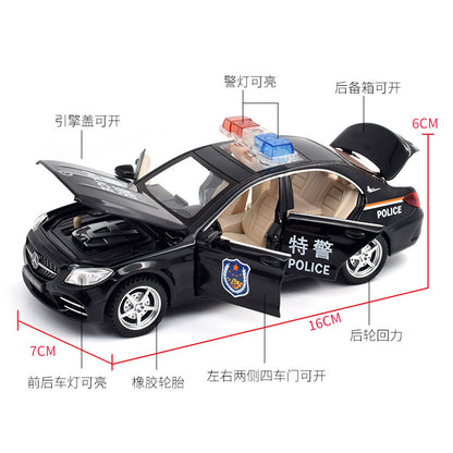 合金車模1：32 Daben C260警車發聲燈光回力玩具汽車音樂模型擺件