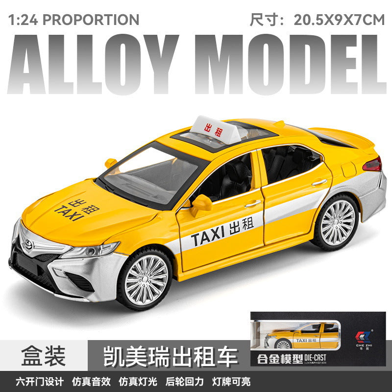 合金車模1：24 Camry 計程車帶聲光回力玩具車音樂模型擺件藏品