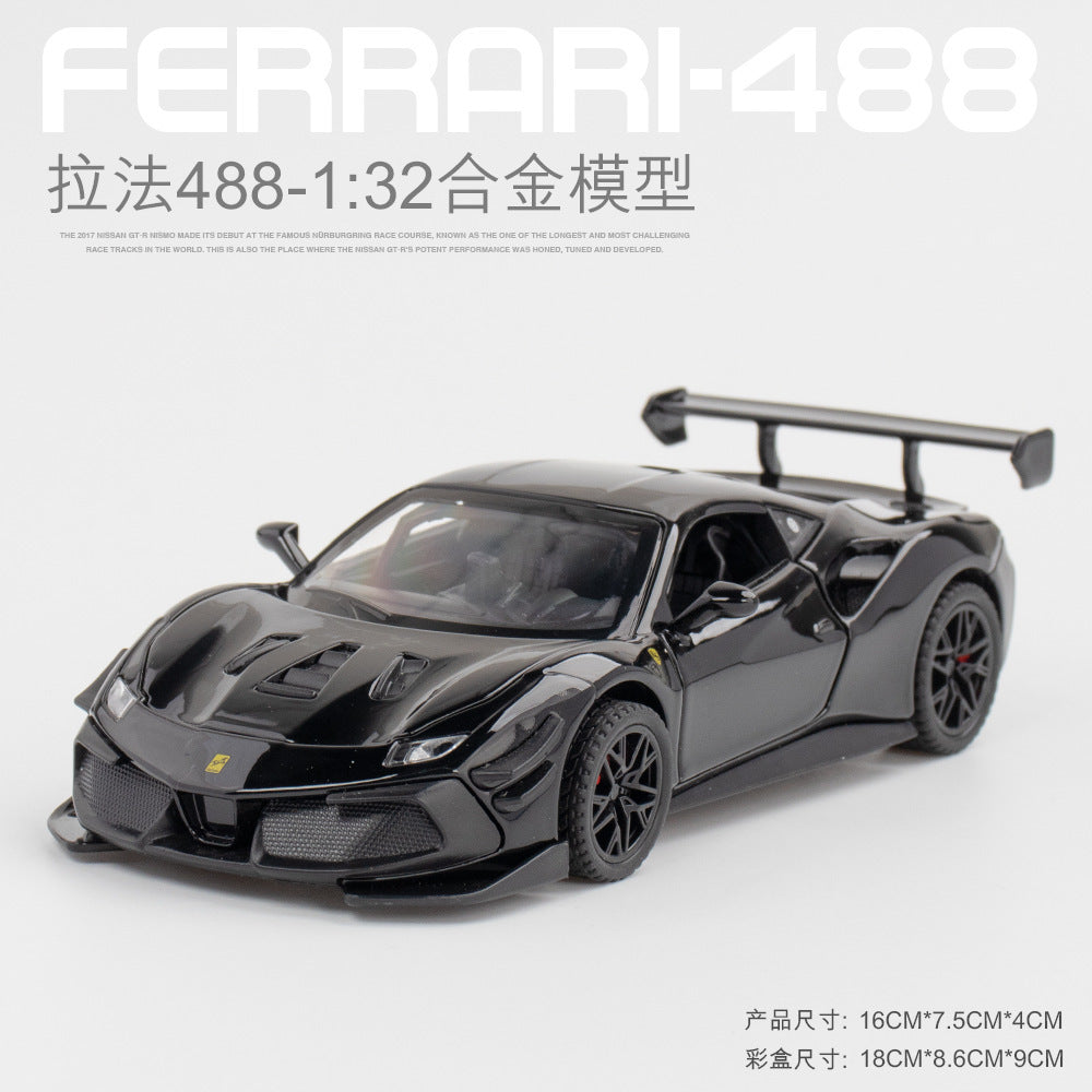 合金車模1比32 Rafa 488跑車帶聲音回力玩具車音樂模型擺件收藏