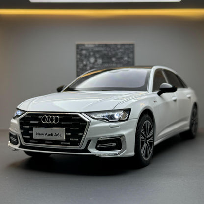 合金車模1比18 Audi A6L轎車帶聲光滑行玩具汽車音效模型代發