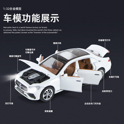 合金車模1比32 Daben E300L發聲回力燈光玩具汽車音樂模型擺件