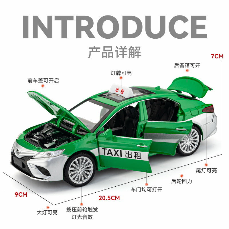 合金車模1：24 Camry 計程車帶聲光回力玩具車音樂模型擺件藏品