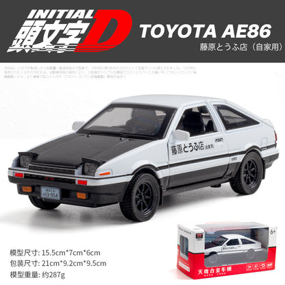 合金車模1：32 Fujiwara 豆腐AE86聲光回力玩具汽車音樂模型擺件收藏