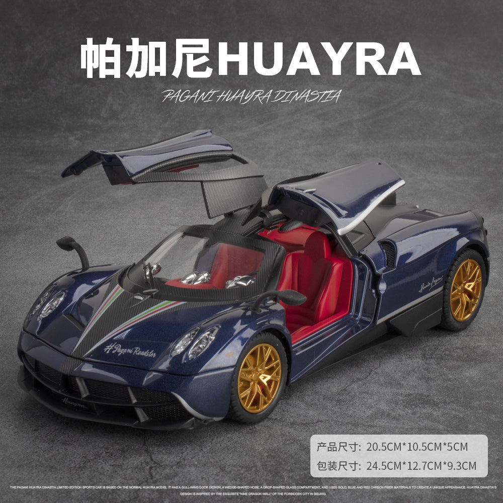 合金車模1：24 Pagani 跑車噴霧功能聲光回力玩具車音樂模型擺件