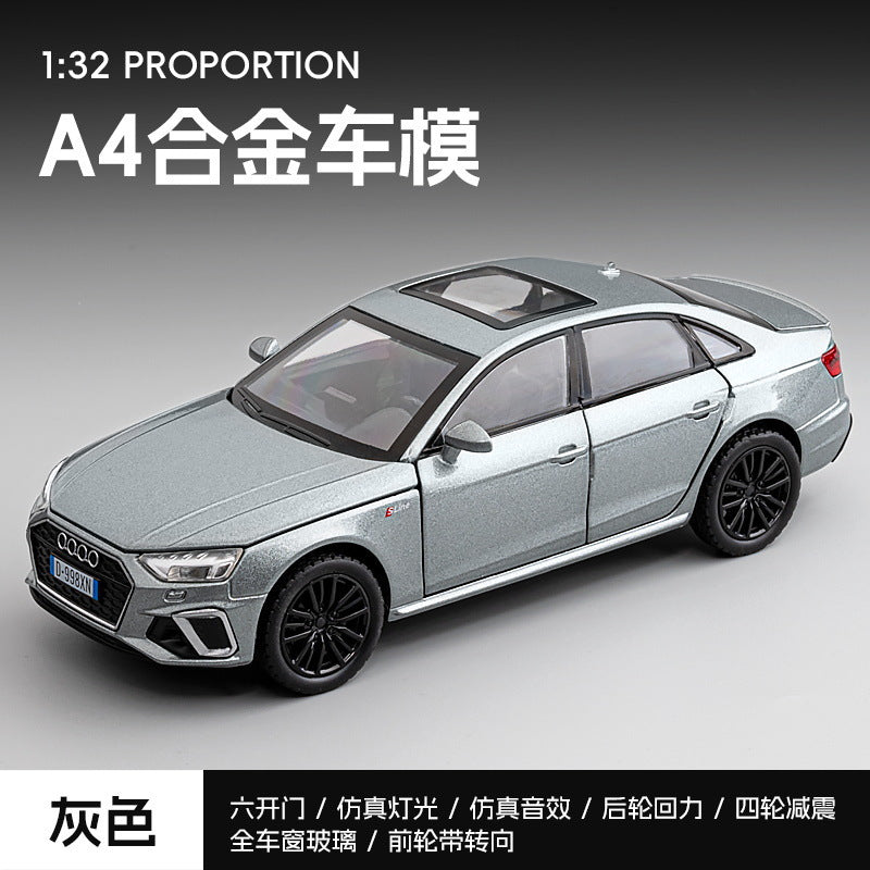 合金车模1:32 Audi A4汽车声光回力玩具车音效模型摆件代发批发