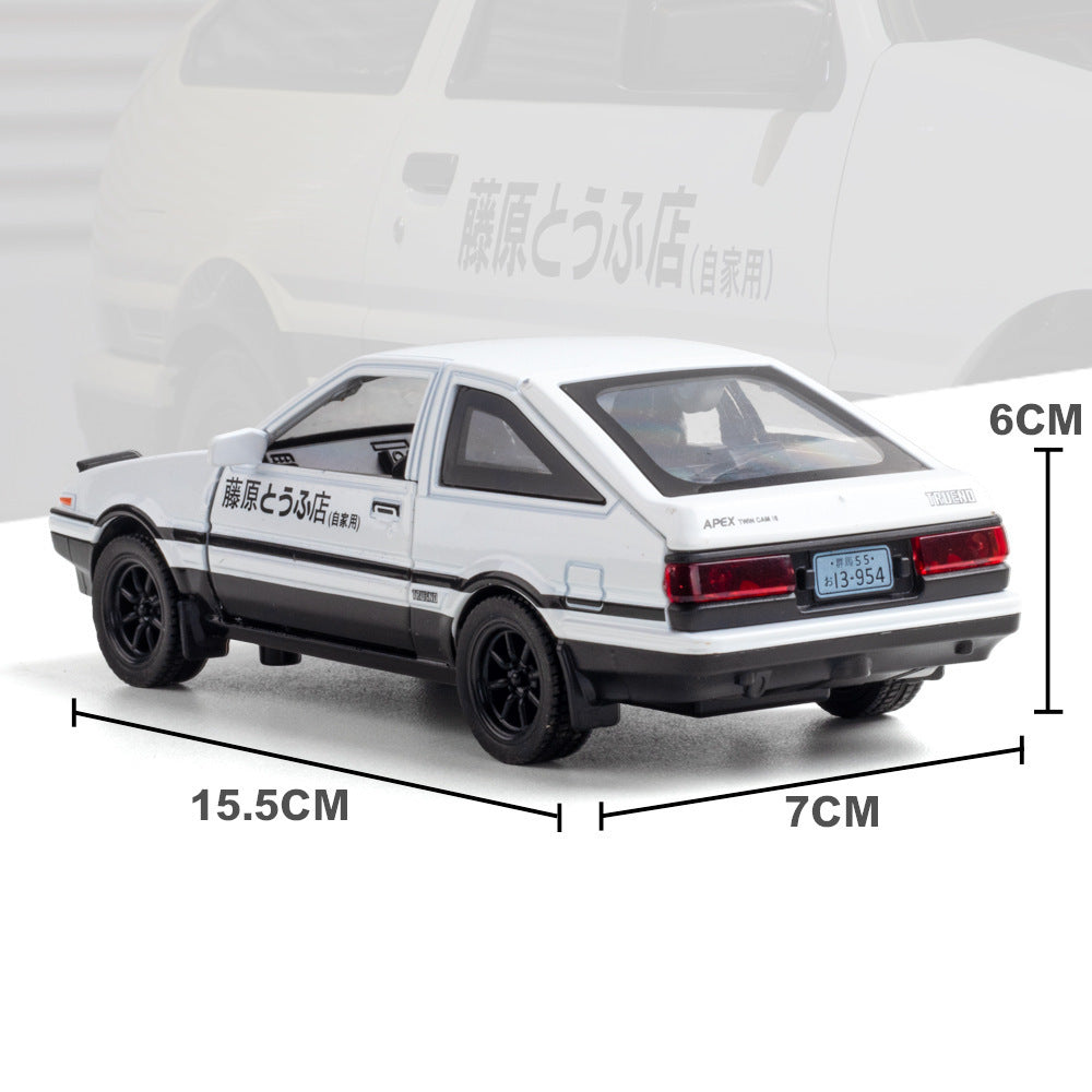 合金車模1：32 Fujiwara 豆腐AE86聲光回力玩具汽車音樂模型擺件收藏