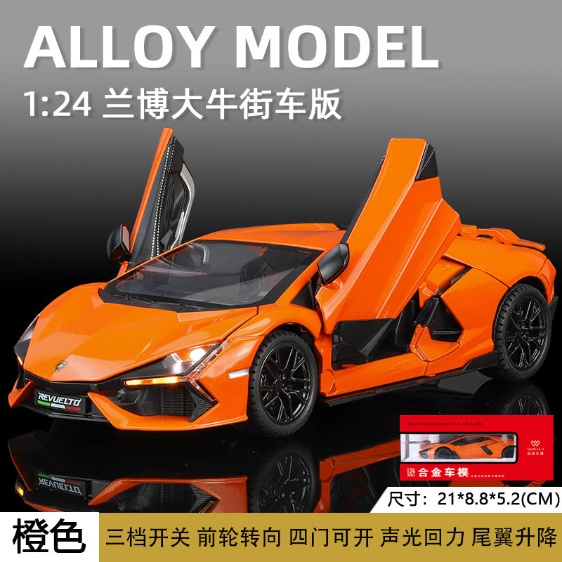 合金汽車模型1：24 Rambo 新公牛跑車聲光回拉玩具汽車聲音模型飾品代為交貨