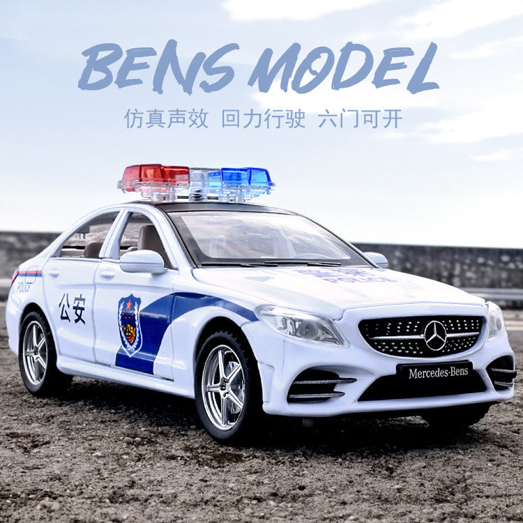 合金車模1：32 Daben C260警車發聲燈光回力玩具汽車音樂模型擺件