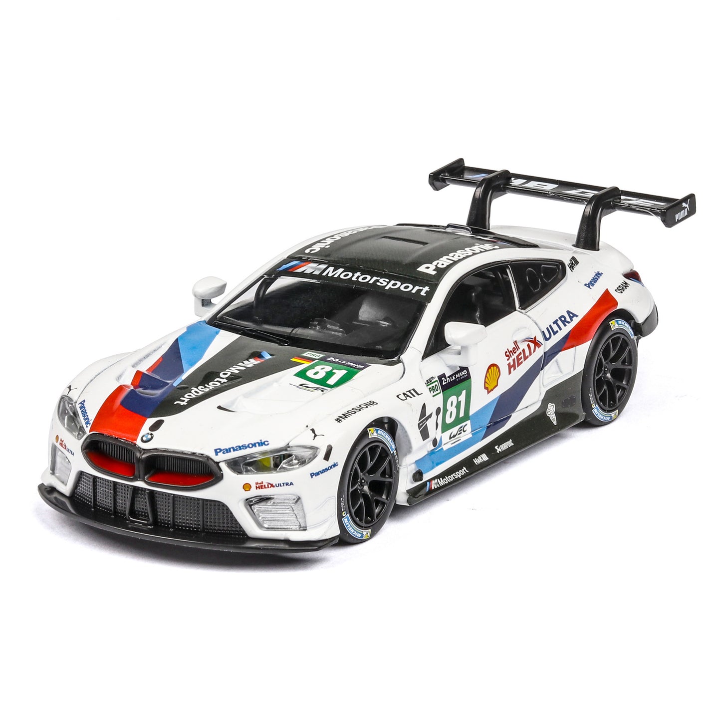 合金車模1：32 Bmw M8跑車賽道版聲光回力玩具車音樂模型擺件